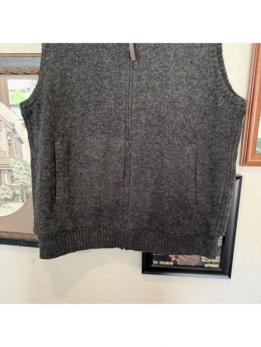 Vintage 90s/00s Dark Grey Reversible Pendleton Wool Designer Full Zip Vest Large
